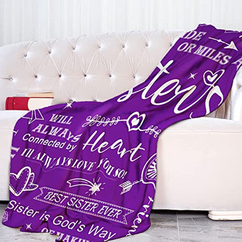 Sisters Gifts from Sister Blanket, Sister Gifts Throw Blanket, Sister Birthday Gifts from Sister, Gifts for Sister Soft Blanket, Big Sister Gift, Soft Purple Blanket 50" X 60"