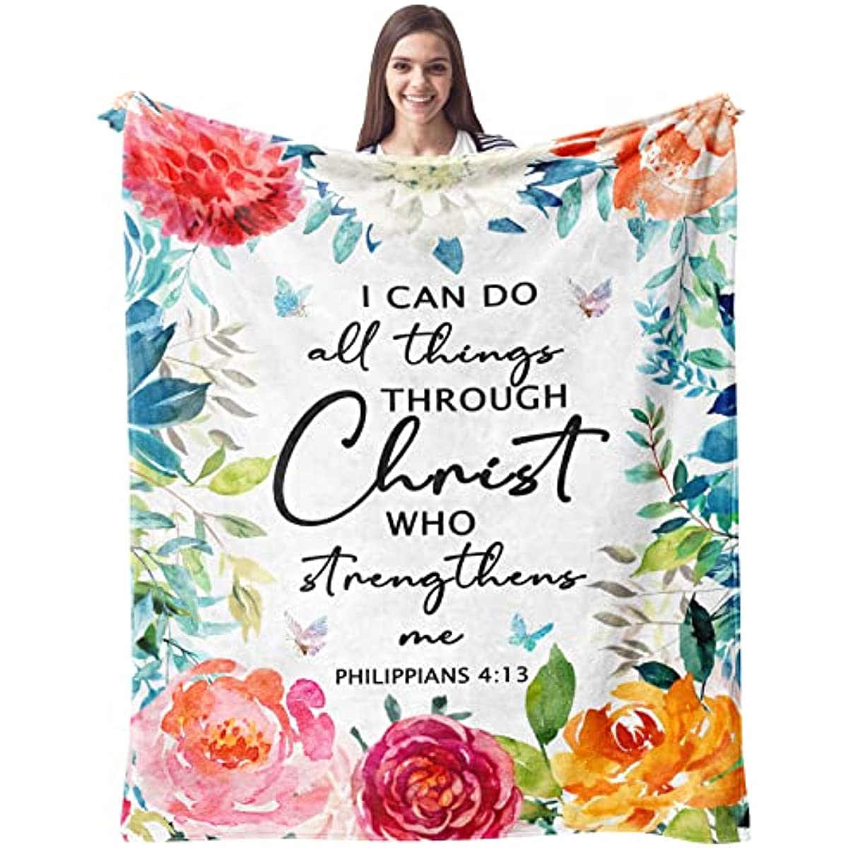 Christian Gifts for Women Blanket 60"x50", Inspirational Religious Gifts for Women Throw Blanket, Catholic Spiritual Gifts for Women, First Communion Gifts for Girls Catholic Blankets Throws