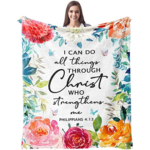 Christian Gifts for Women Blanket 60"x50", Inspirational Religious Gifts for Women Throw Blanket, Catholic Spiritual Gifts for Women, First Communion Gifts for Girls Catholic Blankets Throws