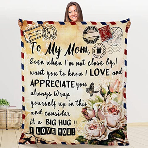 Mom Blanket Personalized Fleece Throw Envelope Blanket Birthday Gifts for Women from Daughter 50x60 inch