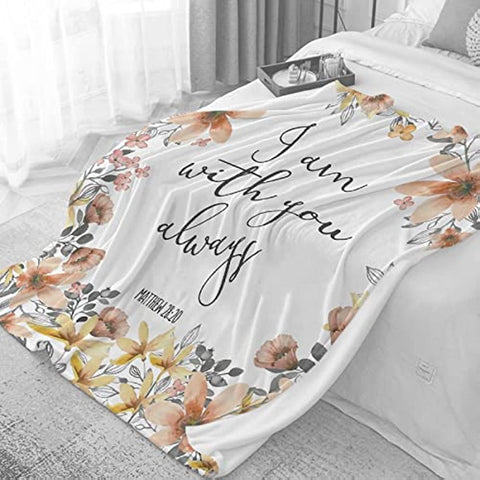 Bible Verse I Am with You Always Fleece Throw Blanket Lightweight Super Soft Flannel Bed Blanket Perfect Home Decor for Couch Chair Sofa Living Room 50"X40" Small