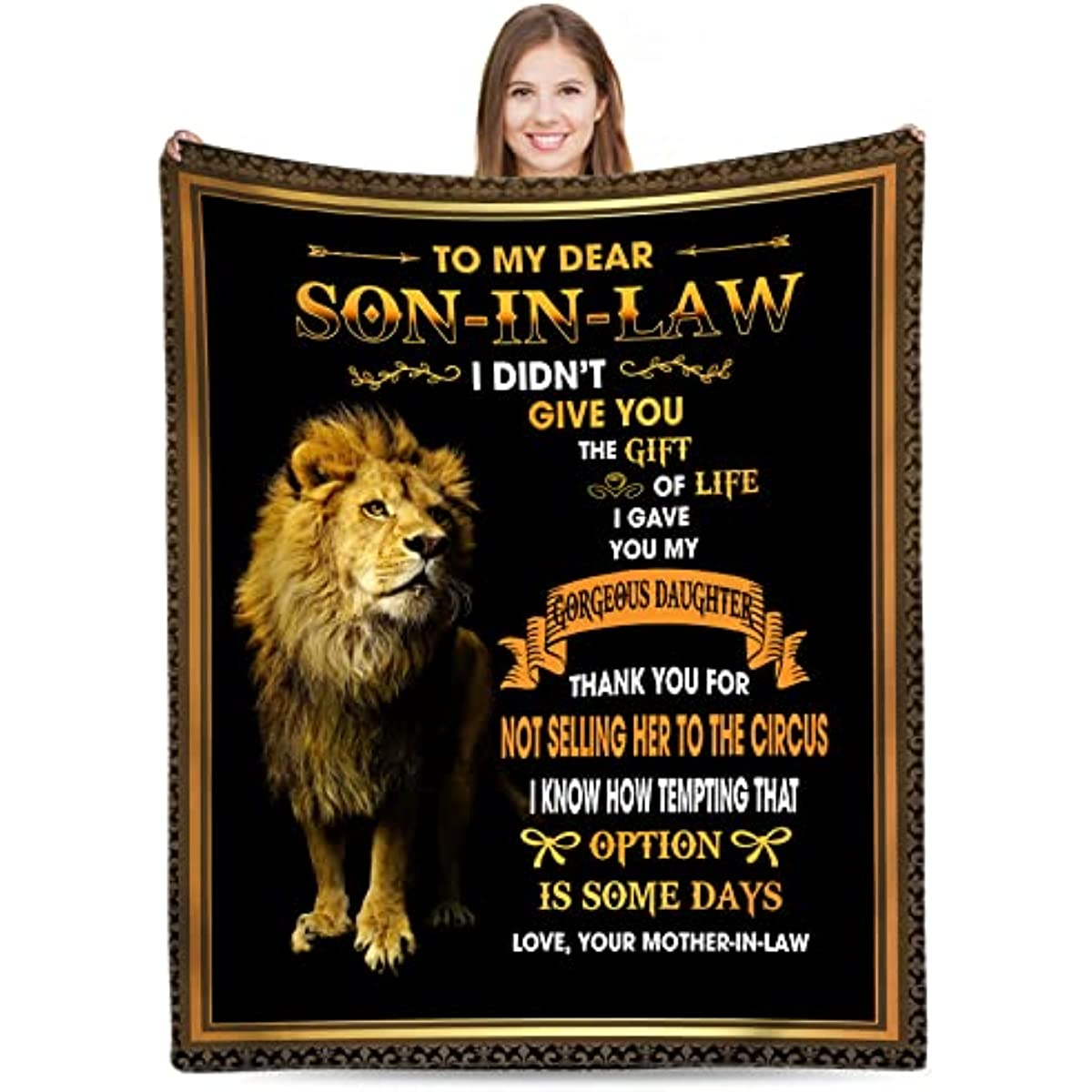 to My Son-in-Low Blanket Gifts from Mom,Son-in-Low Birthday Gifts from Mother-in-Low,Flannel Fleece Blankets for Son-in-Low Fill with Positive Encourage Love Words of Love (60" x 50")