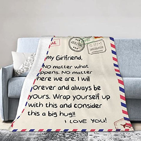 Gift to My Girlfriend Throw Blankets Anniversary Birthday Gift for Women Men, Husband Romantic Fleece Blanket for Bed Couch, Super Soft Flannel Throw Blankets for Christmas Valentines Mothers Day