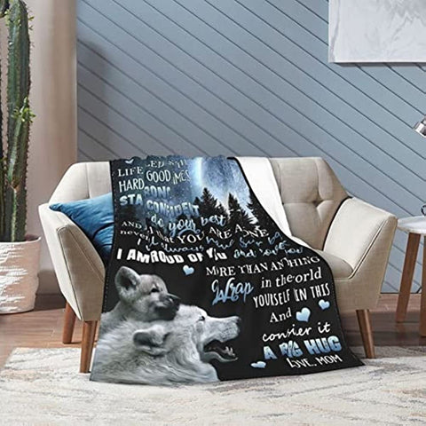 To My Son Blanket from Mom Birthday Gifts Graduation Gifts for Son Flannel Blanket for Couch Sofa Bedroom 50"x60"