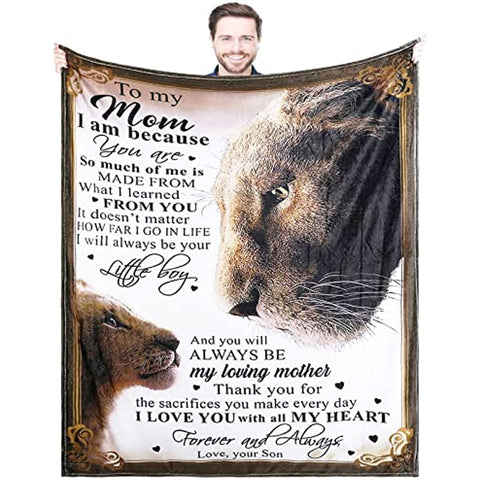 Blanket to My Mom from Son Printed Quilts Fleece Blankets Birthday Gift Ultra-Soft Micro Light Weight Warm Bed Plush Throw Blanket (to Mom from Son, 60"x80")