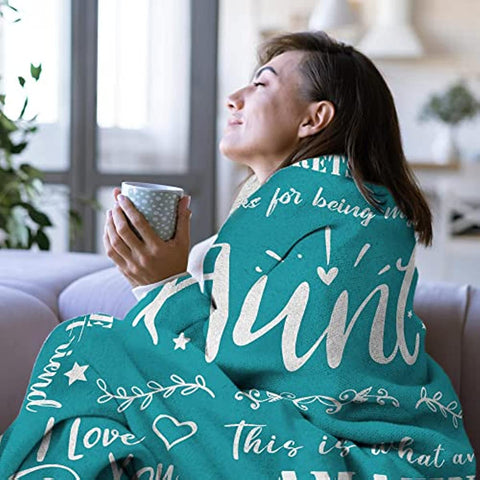 Aunt Gifts for Mothers Day, Throw Blanket, Gifts for Aunt on Mothers' Day, Aunt Gifts, Gifts for Aunt from Niece Nephew, Soft Teal Blanket 50 X 60, Auntie Aunt Gifts from Niece Nephew, Gifts for Aunt