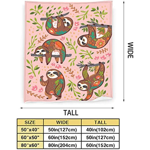 Cute Sloth Blanket Super Soft Fleece Sloth Throw Blanket for Kids Adults, Warm Cozy Plush Cartoon Sloth Blanket for Women Gifts Couch Sofa 40x50in