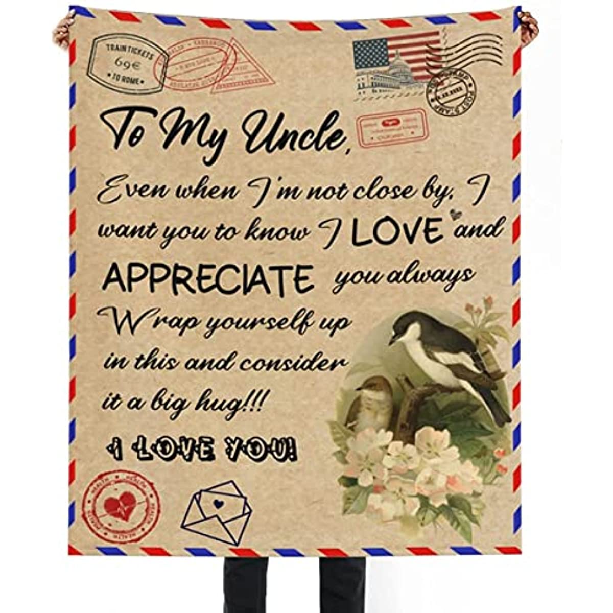 Uncle Gifts Throw Blanket from Niece Nephew to Uncle Fathers Day Blankets for Uncle Thanksgiving Birthday Gifts Blankets 50"x60"