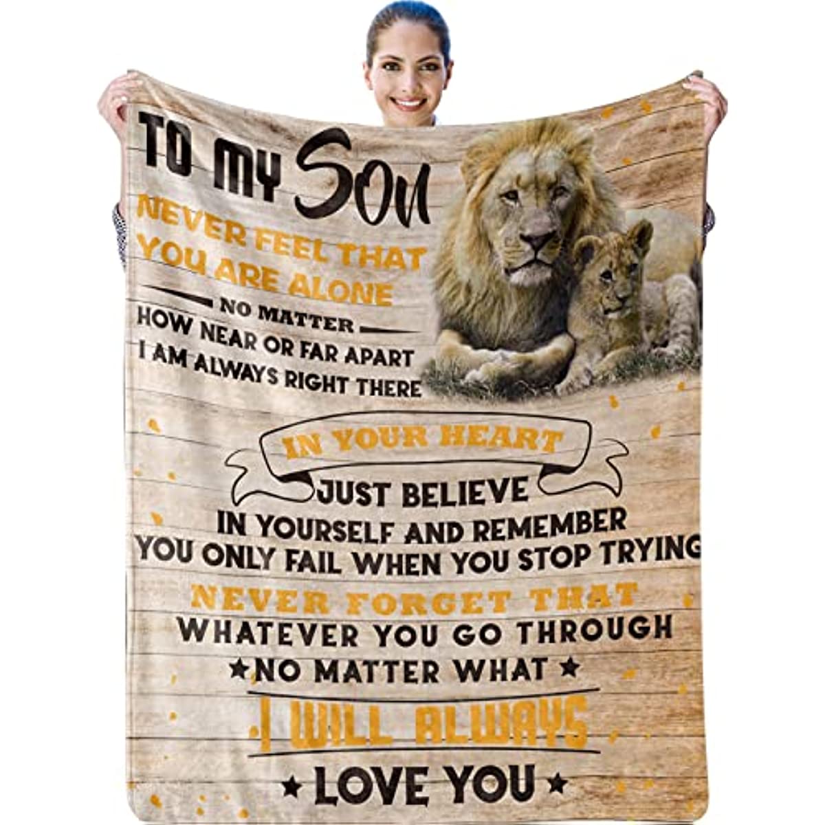 To My Son Blanket from Dad, for My Son Gifts from Dad, Son Blanket Gift Ideas for Birthday Graduation for Son Flannel Throw Blanket, Lion Blanket to My Son, 50x60 Inch