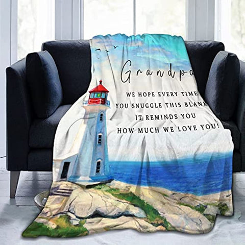 to My Grandpa Blankets from Grandkids Birthday Gifts for Grandpa from Granddaughter Blankets and Throws, Ultra Soft Quilt Flannel Fleece Bed Blankets 50" 60"