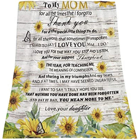 Gifts for Mom from Daughter Throw Blanket to My Mom Birthday Gifts for Mom Mother's Day Thanksgiving Christmas Day Gifts for Mom Soft Fleece Throw Mother Blanket