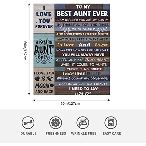 Throws for Aunt,Aunt Blanket from Nephew,Soft Flannel Blanket to Aunt from Niece,Aunt Gifts Throw Blankets,Blessings to My Aunt Blankets,50x60 Blankets Aunt Birthday Gift for Bed,Sofa