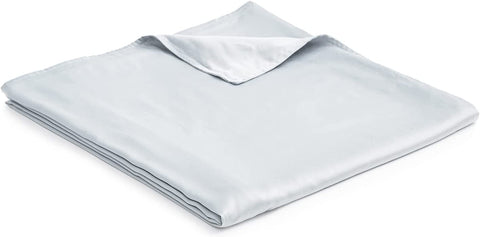 Cooling Bamboo & Cozy Velvet Dual-Sided Duvet for Weighted Blankets (80''x87'') - Blue Grey Print