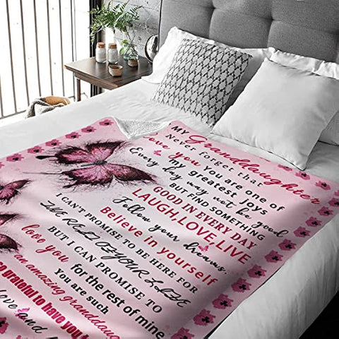 Granddaughter Gifts from Grandma, Gifts for Granddaughter Birthday Gifts, Graduation Gifts for Granddaughter, Granddaughter Throw Blanket 60"x50"