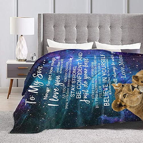 Birthday Gift to My Son Blanket from Mom Soft Cozy Flannel Throw Blankets for Christmas Thanksgiving Halloween 50"X40"