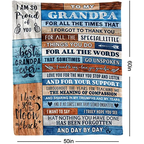 Grandpa Gifts Throw Blanket, Father's Day,Birthday Gifts for Grandpa, Best Grandpa Gifts from Grandchildren,Great Retirement Gift Super Soft Light Weight Couch Bed Christmas Throw Blanket 60'' x 50''