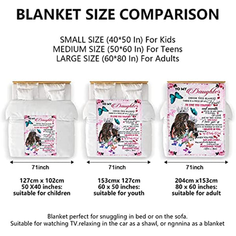 To My Daughter's Blanket from Mom, Pink Rose Flannel Sublimation Throw Blanket from Daughter Girls,60x50 inches