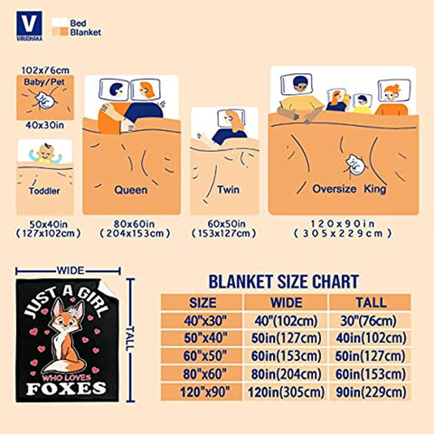 Fox Blanket Stuffed Animal Gift for Women Kids Fleece Throws-Just A Girl Who Loves Foxes Lightweight Plush Christmas Decor Super Soft Flannel Blankets for Bedding Chair-50 x40 for Kid