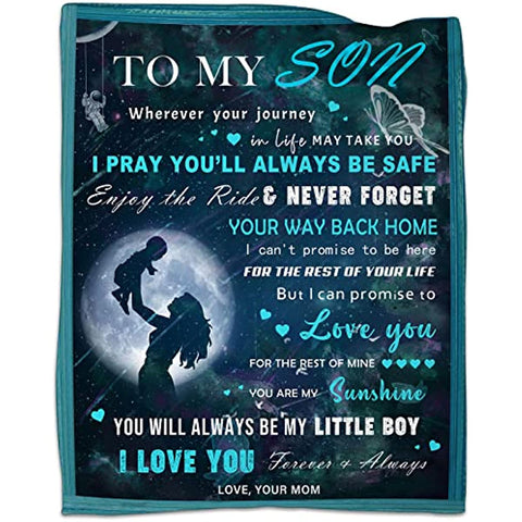 Son Blanket from Mom, Mothers Day to My Son Gifts Blanket-Birthday Graduation Gifts for Son Throw Blanket 60"x50" -Gifts for Son from Mom Blanket