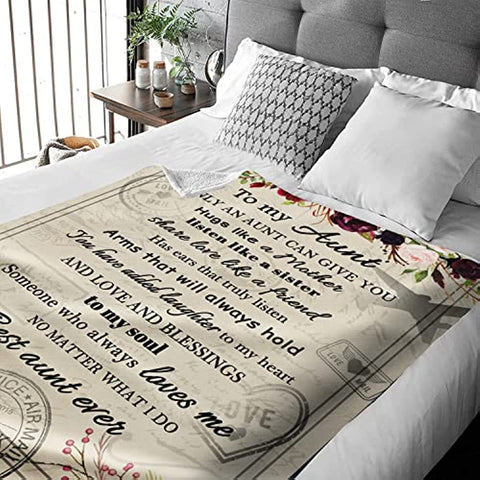 Aunt Gifts, Gifts for Aunt, Aunt Birthday Gifts, Aunt Blanket Throw, Aunt Gifts from Niece, Aunt Gifts for Mothers Day, Birthday, Christmas, 60"x50"