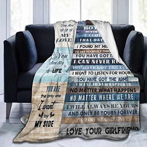Boyfriend Birthday Gift Throw Blankets I Love You Gifts for Him, to My Boyfriend Blanket Anniversary Romantic Gifts Blanket for Bed Couch, Soft Throw Blankets for Christmas Valentines 40x50inch