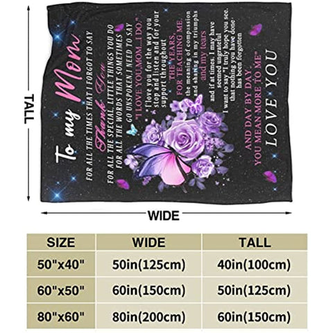 Gifts for Mom to My Mom Blanket from Daughter Son Flower Butterfly Throw Blankets for Couch Bedroom Sofa Warm Blanket Positive Encourage and Love 50x60 in