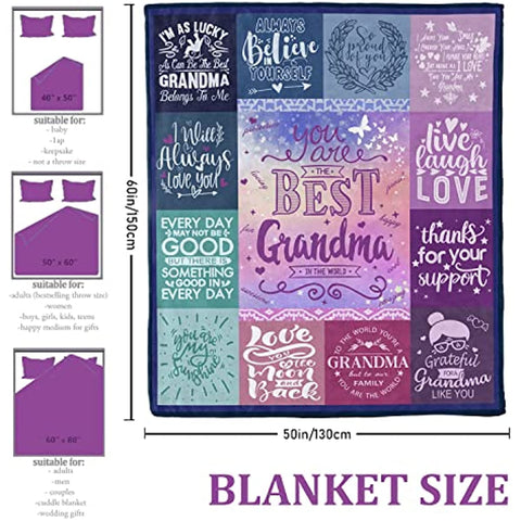 Gifts for Grandma, Grandma Blanket, Grandma Gifts, Grandma Birthday Gifts from Grandchildren, Nana Gifts Blanket, Grandma Gifts from Grandkids, Gifts for Grandmother Super Soft Throw Blanket 50"x60"