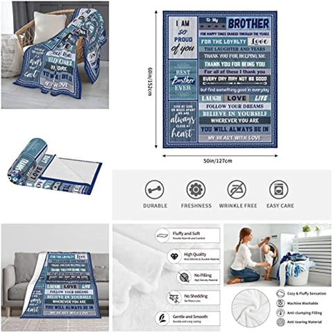 Gifts for Brother, Fathers Day Brother Gift from Sister Gifts for Brother Adult, Birthday Gifts for Brother, Brother Birthday Gifts from Sister Or Sister, to My Brother Throw Blanket 50x60 Inch