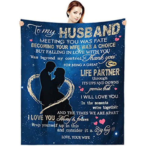 to My Husband Blanket from Wife, Birthday Gifts for Men, Throw Blanket Gifts for Husband Birthday Gift Ideas,Best Christmas Valentines Wedding for Him 60''x50''