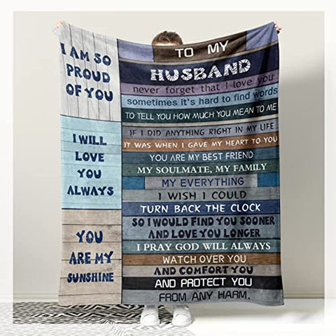 Gifts for Husband Blanket, to My Husband Gifts, Husband Gifts from Wife, Best Husband Gifts for Men, Future Husband Gifts, Valentine, Wedding Anniversary Birthday for Husband Throw Blanket 60X50in