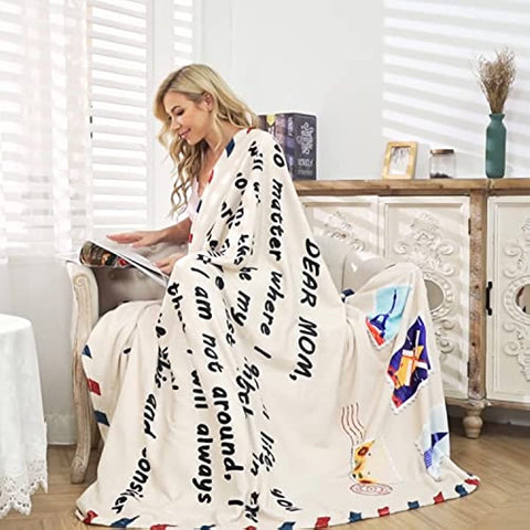 Gifts for Mom, Mothers Day Birthday Gifts for Mom, Blanket to My Mom Gift from Daughter Son, Mother's Day, Mom Letter Blanket 60 x 50 Inches