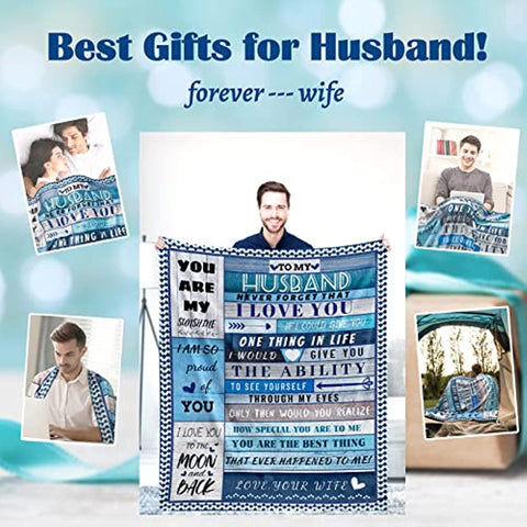 to My Husband Blanket from Wife, Romantic Anniversary Blanket for Husband from Wife, Birthday Gifts for My Husband Valentine's Day Gifts for Him, Warm Fleece Blanket Talking Love to Him, 50x60inch
