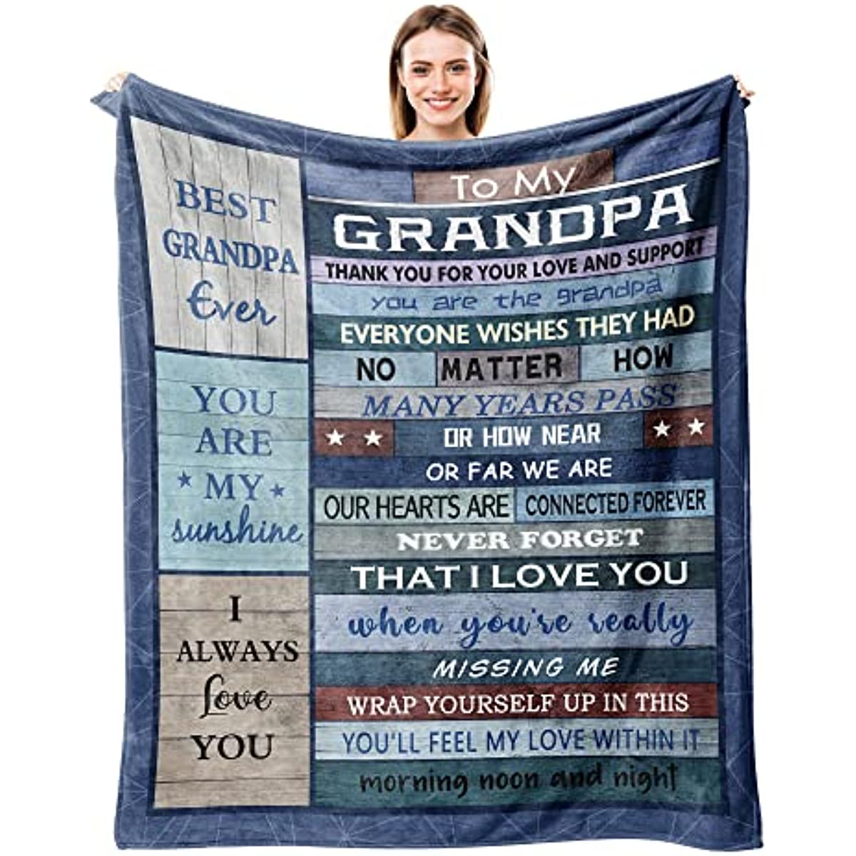Grandpa Gifts from Grandchildren Throw Blanket 60"x50" - Birthday Gifts for Grandpa - Fathers Day Best Gifts for Grandpa Birthday Gifts - Papa Gifts from Grandchildren - Best Grandpa Gifts Idea