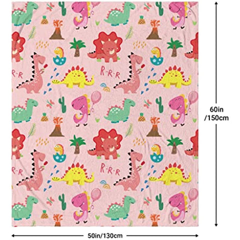 Dinosaur Blanket for Boys and Girls,Soft Cozy Cute Pink Toddler Blankets for Boys Warm Fluffy Cartoon Dino Kids Blanket for Bed Couch Sofa Lightweight Throw Blanket Unique Kids Birthday Gift 50"x60"