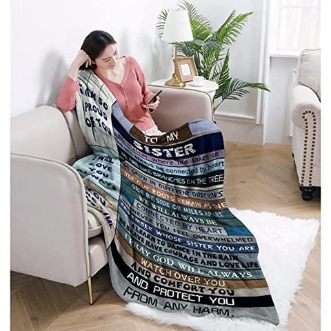 Mothers Day for Sister, Sisters Gifts from Sister, Sister Birthday Gifts from Sister, Gifts for Sister, Big Sister Gift, Soul Sister, Christmas Flannel Throws Blankets Warm Quilts for Bed 60x50in