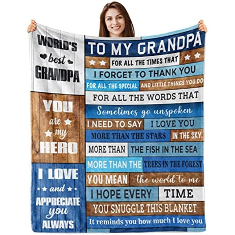 Grandpa Gifts Gifts for Grandpa,to My Grandpa Blanket 60”x50”,Grandpa Birthday Gifts,Gift for Grandpa,Great Grandpa Gifts from Grandchildren Granddaughter Grandson,Best Gifts for Grandpa