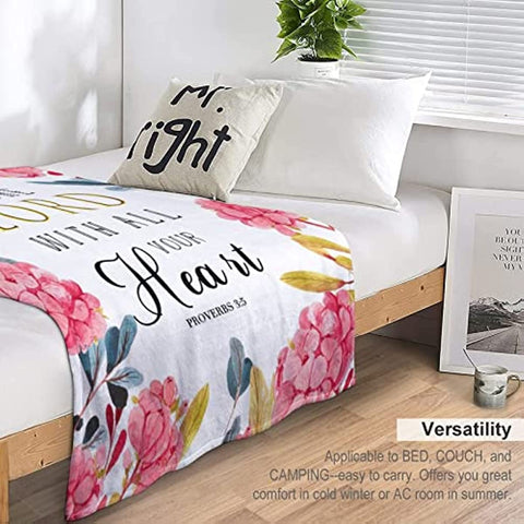 Scripture Blanket Spiritual Gifts for Christian Women Religious Throw Blanket with Bible Verse Healing Blanket with Inspirational Thoughts and Prayers Gift for Women Men 50"x40"