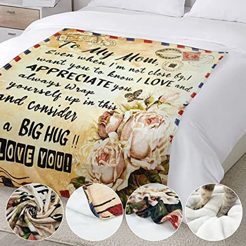 Mom Blanket Personalized Fleece Throw Envelope Blanket Birthday Gifts for Women from Daughter 50x60 inch