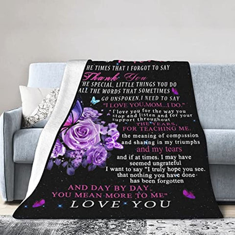 Gifts for Mom to My Mom Blanket from Daughter Son Flower Butterfly Throw Blankets for Couch Bedroom Sofa Warm Blanket Positive Encourage and Love 50x60 in