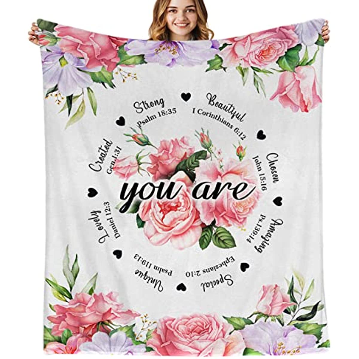 Birthday Gifts for Women Blanket, Inspirational Gifts for Women, Mom, Friend for Unique Birthday Religious Gifts Christian Gifts for Women 60x50in Cozy Soft Flannel Throw Blanket