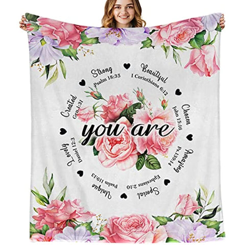 Birthday Gifts for Women Blanket, Inspirational Gifts for Women, Mom, Friend for Unique Birthday Religious Gifts Christian Gifts for Women 60x50in Cozy Soft Flannel Throw Blanket
