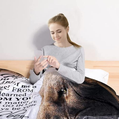 Blanket to My Mom from Son Printed Quilts Fleece Blankets Birthday Gift Ultra-Soft Micro Light Weight Warm Bed Plush Throw Blanket (to Mom from Son, 60"x80")