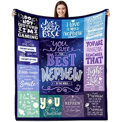 Gifts for Nephew Blanket 50"x60", Nephew Gifts, Birthday Gifts for Nephew, Nephew Gifts from Auntie, Nephew Graduation Gift, Ultra-Soft Flannel Throw Blanket for Nephew