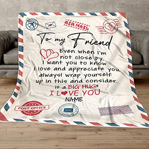 Air Mail Letter to My Friend Throw Blanket, Gift to My Friend Blanket from Best Friend,Customized Name,Custom Blanket for Birthday, Christmas, Thanksgiving, Graduation