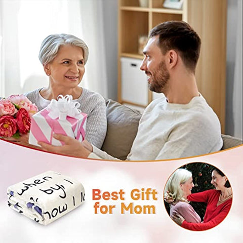 Best Birthday Gifts for Mom from Daughter Son, Premium Dear Mom Blanket Presents for Mother's Day, Christmas, Valentine's Day, Soft & Cozy Flannel Throw Blanket, Moms Bed Blanket Gift