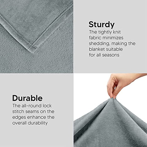 Bedding Fleece Blanket Queen Size Cool Grey Lightweight Fuzzy Soft Anti-Static Microfiber Bed Blanket (90x90 Inches)