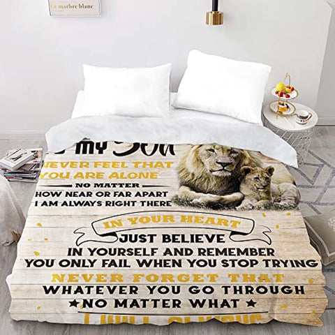 To My Son Blanket from Dad, for My Son Gifts from Dad, Son Blanket Gift Ideas for Birthday Graduation for Son Flannel Throw Blanket, Lion Blanket to My Son, 50x60 Inch