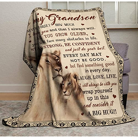 Grandson Gifts Blanket - Grandson Gifts from Grandma - Gifts for Grandson - Grandson Gifts from Grandpa/Nana - Grandson Birthday Gift - Graduation Party Gift Ideas Decor Throw Blankets 60"X50"