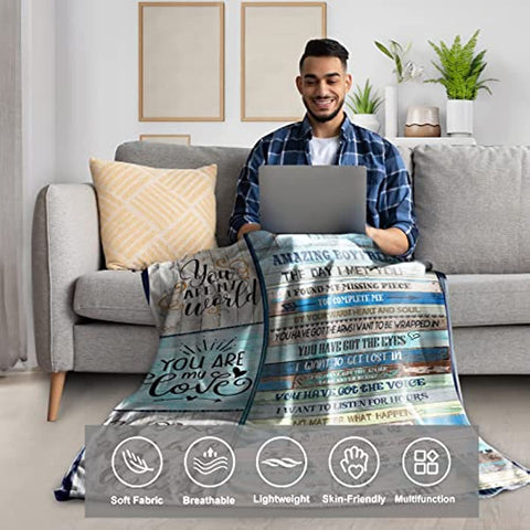 Blanket for Boyfriend, Boyfriend Gifts from Girlfriend, Anniversary Birthday Valentines Gifts for Boyfriend, to My Boyfriend Blanket Soft Warm Flannel Boyfriend Blanket 50"x60"