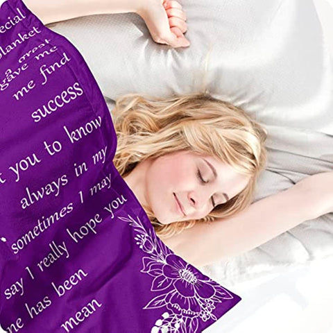 Mom Blanket Mother's Day Throw Blanket Gifts for Mom from Daughter Son Flower Butterfly Soft Flannel Lightweight Travel Plush Blankets Purple 40x50inch I Love You Mom